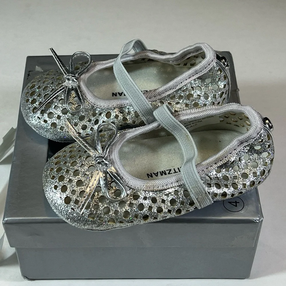 Stuart Weitzman "My First Weitzmans" Silver Glittery Ballet Flats Infant Size 4 - Picture 14 of 15